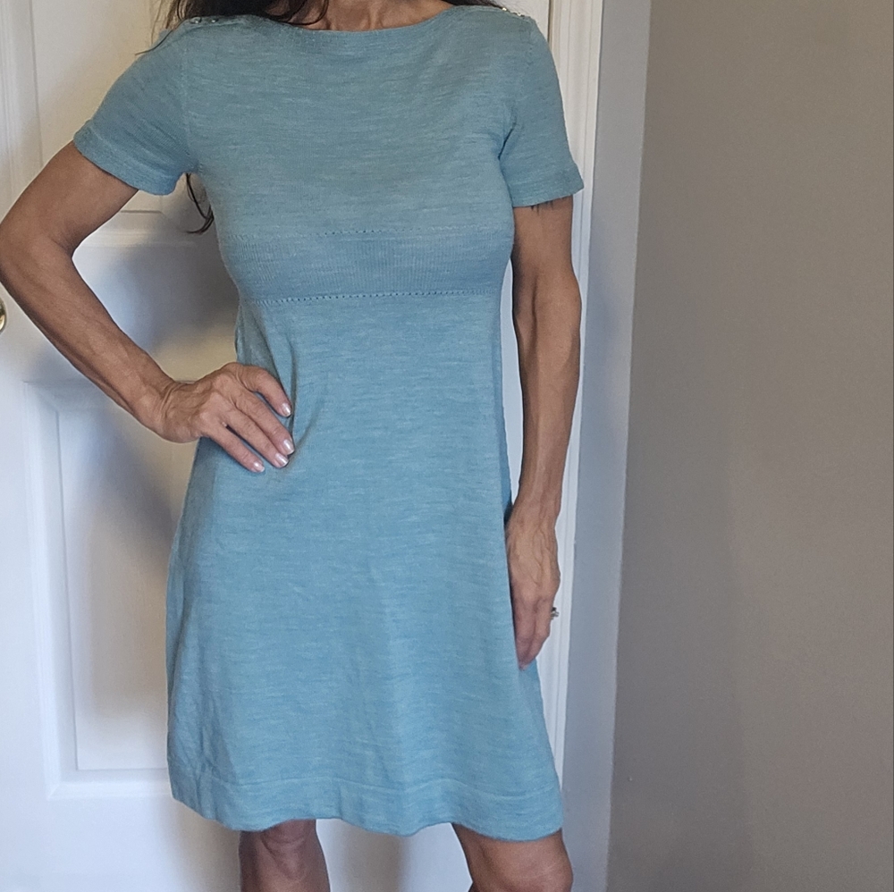 Lilly Pulitzer Sweater Dress Sz XS  Blue knit  Stitch Merino Wool